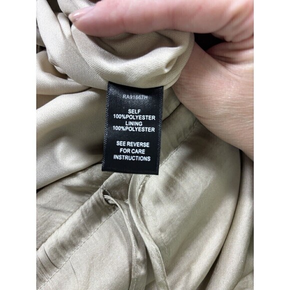 NWT Aakaa Vintage Gold Jumpsuit Khaki Shimmer Size Medium Satin Drawstring Waist - Picture 9 of 12